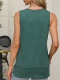 Sleeveless Crewneck Slit Top