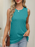 Sleeveless Crewneck Slit Top