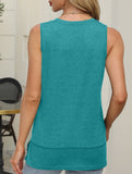 Sleeveless Crewneck Slit Top