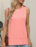 Sleeveless Crewneck Slit Top