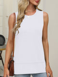 Sleeveless Crewneck Slit Top