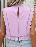 Lace Embroidery Sleeveless Blouse