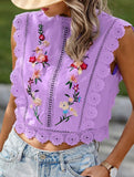 Lace Embroidery Sleeveless Blouse
