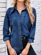 DENIM LONG SLEEVED SHIRT TOP_CWTSTL1055