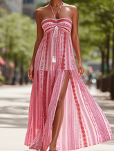 Boho Slit Halterneck Slip Dress ??Resort Collection