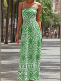 Cascais Bohemia Tropical Palm Strappy Sundress – Lightweight Summer Dress