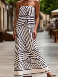 Summer Sexy Tube Top Printed Swing Dress ??Strapless Casual Dress