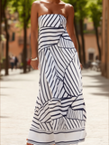 Summer Sexy Tube Top Printed Swing Dress ??Strapless Casual Dress
