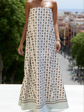 Summer Sexy Tube Top Printed Swing Dress ??Strapless Casual Dress