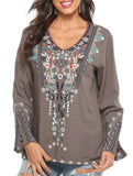 COTTON PLUS-SIZE STYLE EMBROIDERED BLOUSE_CWTBLL0822