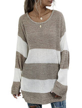 CONTRASTING STRIPED PATCHWORK SWEATER_CWOSWL2110