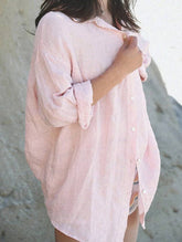 COTTON AND LINEN PRESSED SIDE BUTTON SHIRT_CWTSTL1184