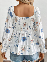 Elegant Floral Print Long-Sleeve T-Shirt