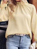 Simple Solid Color Ruffle Collar Loose Shirt