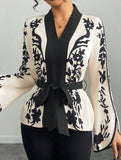 Vintage Floral Print V-Neck Top