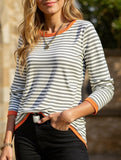 Contrast trim Striped Knit top