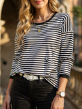 Contrast trim Striped Knit top