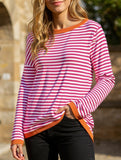 Contrast trim Striped Knit top