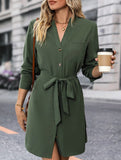 Solid color long-sleeved dress