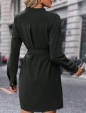Solid color long-sleeved dress