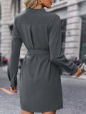 Solid color long-sleeved dress