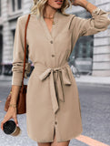 Solid color long-sleeved dress