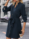 Solid color long-sleeved dress