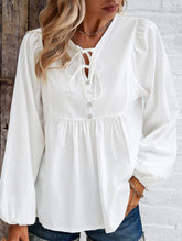 COTTON WICKING V COLLAR BLOUSE_CWTBLL0779