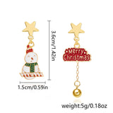 ASYMMETRIC OIL PAINTED CHRISTMAS EARRINGS_CWAJE2391