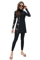 Cwmw0348_Long Sleeve Dress Swim Trunks Two Piece