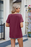 V-Neck Casual Solid Color Short-Sleeved T-Shirt