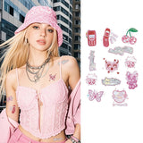 PINK BARBIE STYLE HOLOGRAPHIC TATTOO STICKERS_CWMM8369