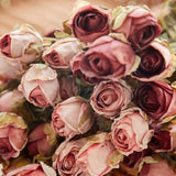 FAUX 5 HEAD WITHERED ROSE WITH BURNT EDGE LOOK_CWMM6589