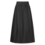 COTTON SKIRT HIGH WAIST SLIT LACE UP LONG SKIRT_CWBSS0402
