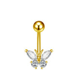 SEXY PINK BUTTERFLY CZ NAVEL RING PIERCING_CWMM9381