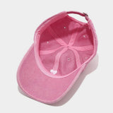 Vintage Washed Pink Heart Baseball Cap_Cwah04569