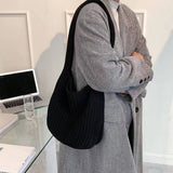 Cwab4578_Solid Color Knitted Crossbody Shoulder Bag