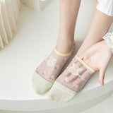 Women Floral Thin Breathable Shallow Socks_Cwms0433