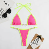 METALLIC BIKINI SET SEXY FLUORESCENT SWIMSUIT_CWMW0148
