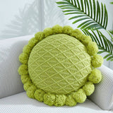 SOLID COLOR ROUND WOOL BALL KNITTED THROW PILLOW_CWMM2365