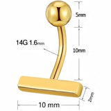 GOLD STAINLESS STEEL BELLY RING NAVEL PIERCING_CWMM9329