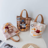 CARTOON PLAID LUNCH BAG FOR MOMS WORK_CWAB5599