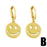 GOLD PLATED SMILEY EXPRESSION PENDANT EARRINGS_CWAJE0994