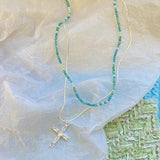 DOUBLE LAYERED CROSS PENDANT NECKLACE_CWAJE2062