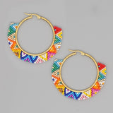 BEADED RICE BEADS HAND WOVEN COLORFUL EARRINGS_CWMM3873