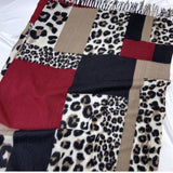 LEOPARD COLORBLOCK SCARF WARM TASSEL WINTER WRAP_CWASC1458