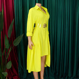 LAPEL SOLID COLOR FASHIONABLE LOOSE CASUAL DRESS_CWDSD6143