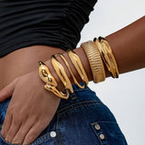 Titanium Steel Open Round Wide Smooth Bracelet_Cwmm3718