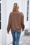 Solid-Color Round-Neck Zipper Loose Jacket