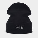 MOM DAD COUPLE KNITTED HAT WITH LETTER EMBROIDERY_CWAH2071